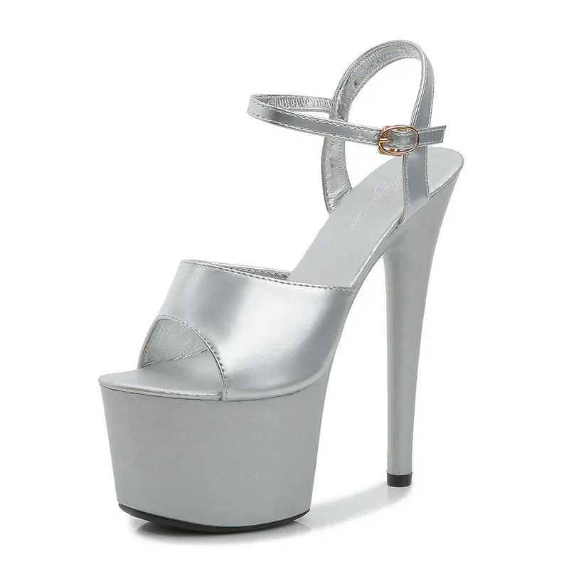 Summer New Patent Leather Fish Toe Shoes For Women High Heels Fine Sexy - DanaFashionstore
