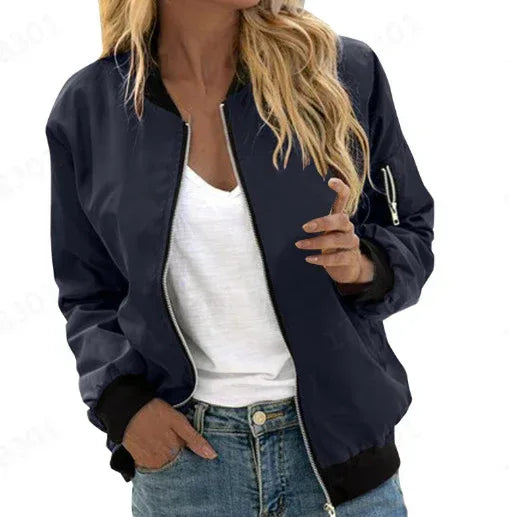 Women's Baseball Bomber Jacket 2025 - Vintage Zipper Casual Outerwear - DanaFashionstore
