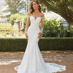 Long Sleeve Backless Lace Fishtail Wedding Dress - DanaFashionstore