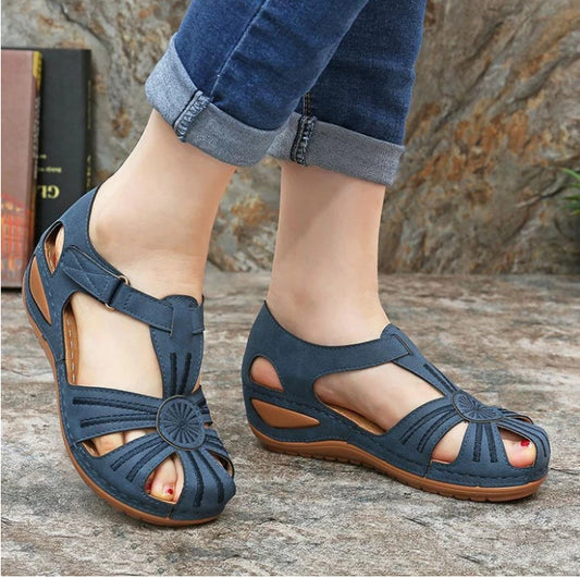 Women's line anti-slip lightweight round toe wedge sandals