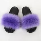 Faux Fox Fur Slippers Women Non Slip Plush Slippers - DanaFashionstore