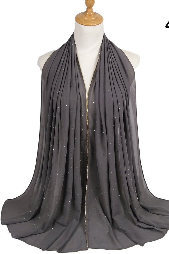 Chain Pearl Chiffon Hui Hood