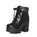 Sponge cake chunky heel plus size lace-up Martin boots - DanaFashionstore