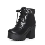 Sponge cake chunky heel plus size lace-up Martin boots - DanaFashionstore