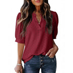 Women's Summer Business Casual Blouse V-neck Short Sleeve Shirt - DanaFashionstore