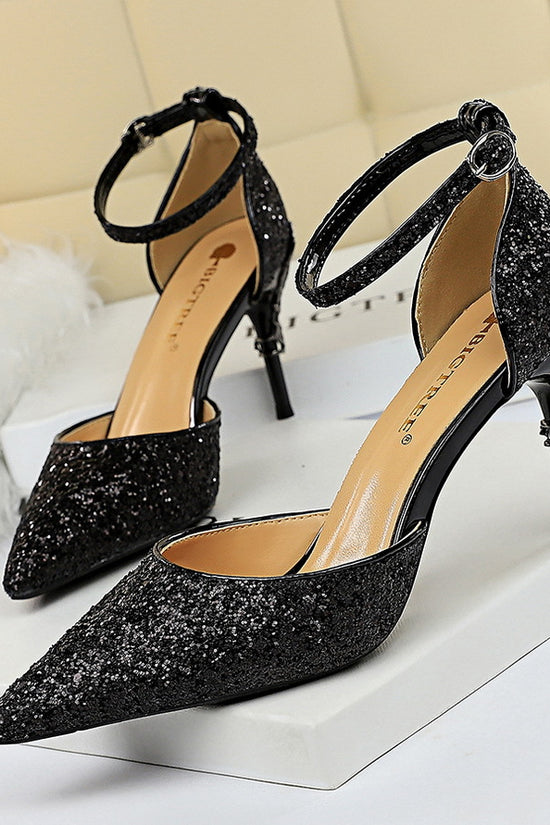 High metallic and sequined heels