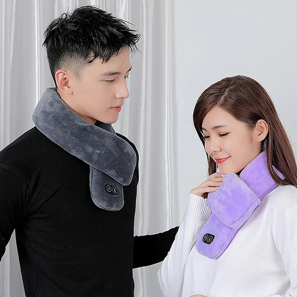 Women Men Soft Temperature Control Pain Relief Cervical Massage Shoulder Neck Wrap USB Heated Scarf Shawl Washable Winter Warm - DanaFashionstore