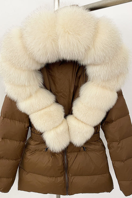 Short Women's Thickened Slim Fit Waist-tight Fur Down Jacket