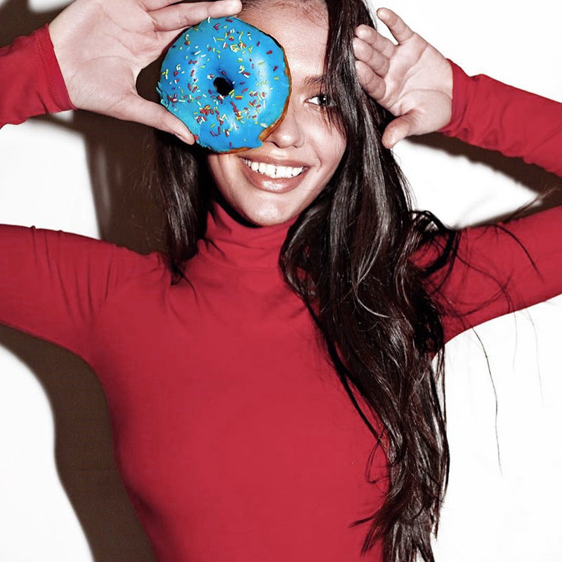 Slim-fit base high-neck jumpsuit