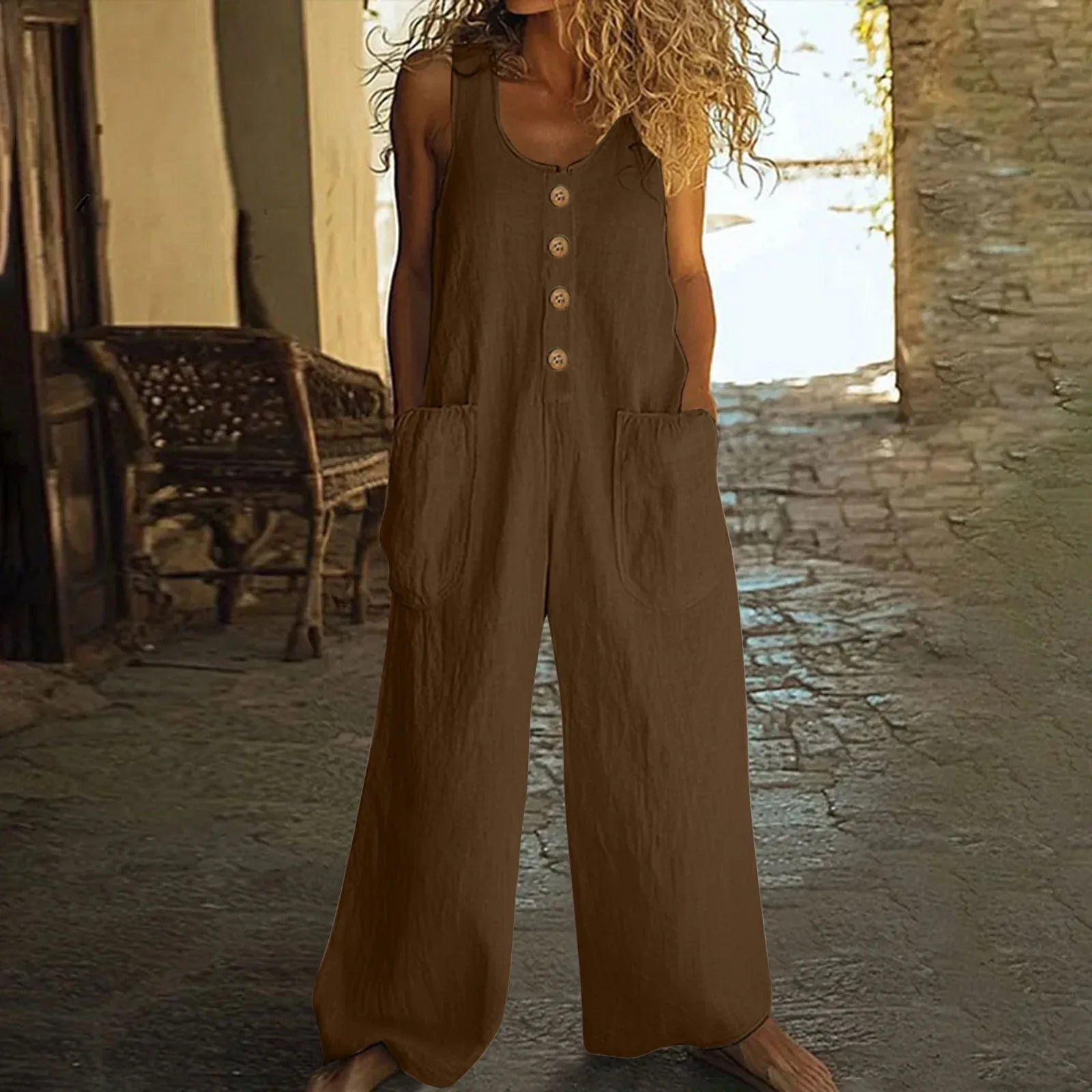 Sleeveless Wide Leg Jumpsuit 2026 - Casual One-Piece Jumpsuit - DanaFashionstore