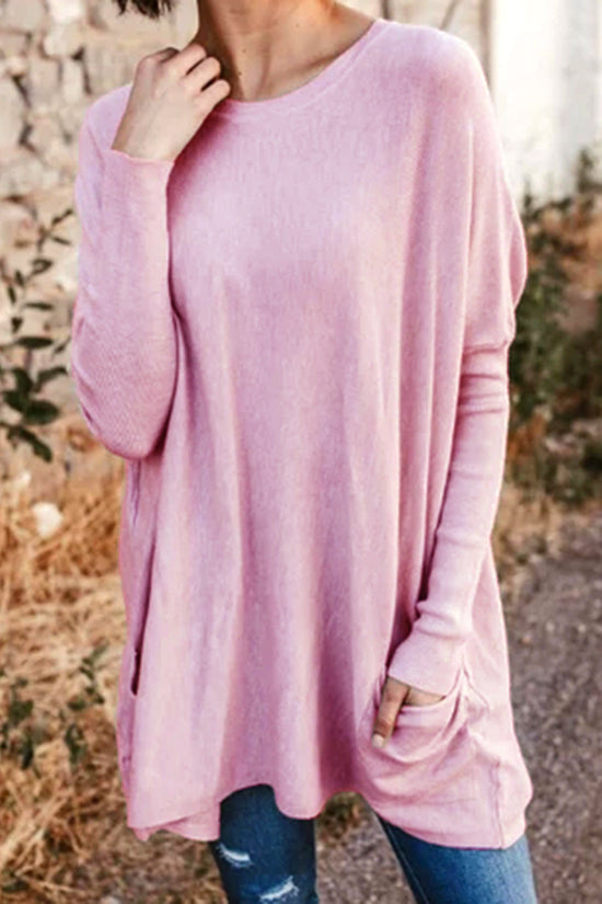 Women's Casual Pocket Loose Long Sleeve Top