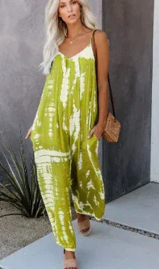 Tie-Dye Loose Pants Jumpsuit 2026 - Casual Colorful Jumpsuit - DanaFashionstore
