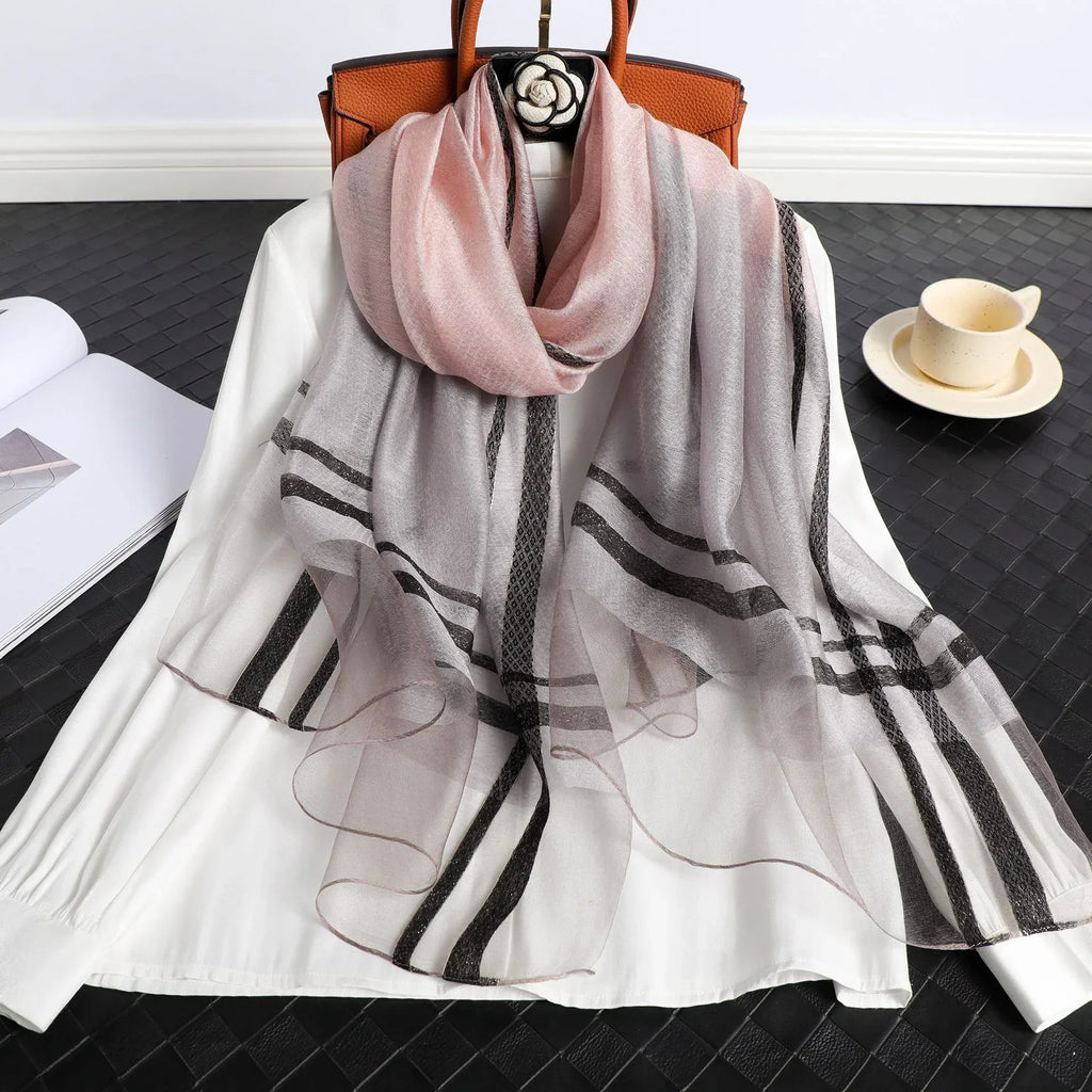 Women's Korean Style Silk Plaid Scarf - DanaFashionstore