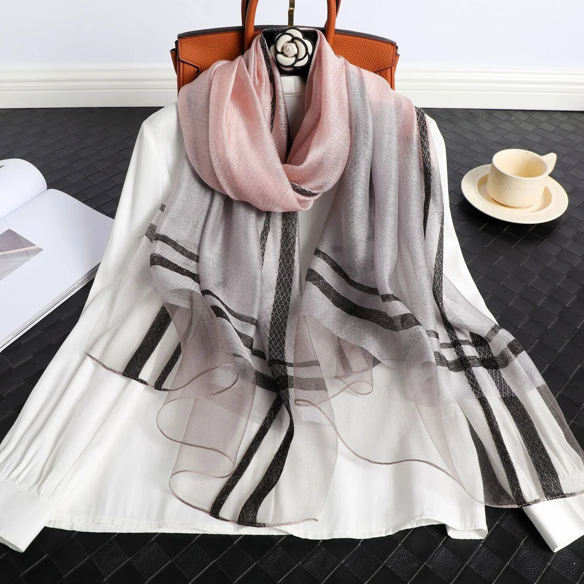 Women's Korean Style Silk Plaid Scarf - DanaFashionstore