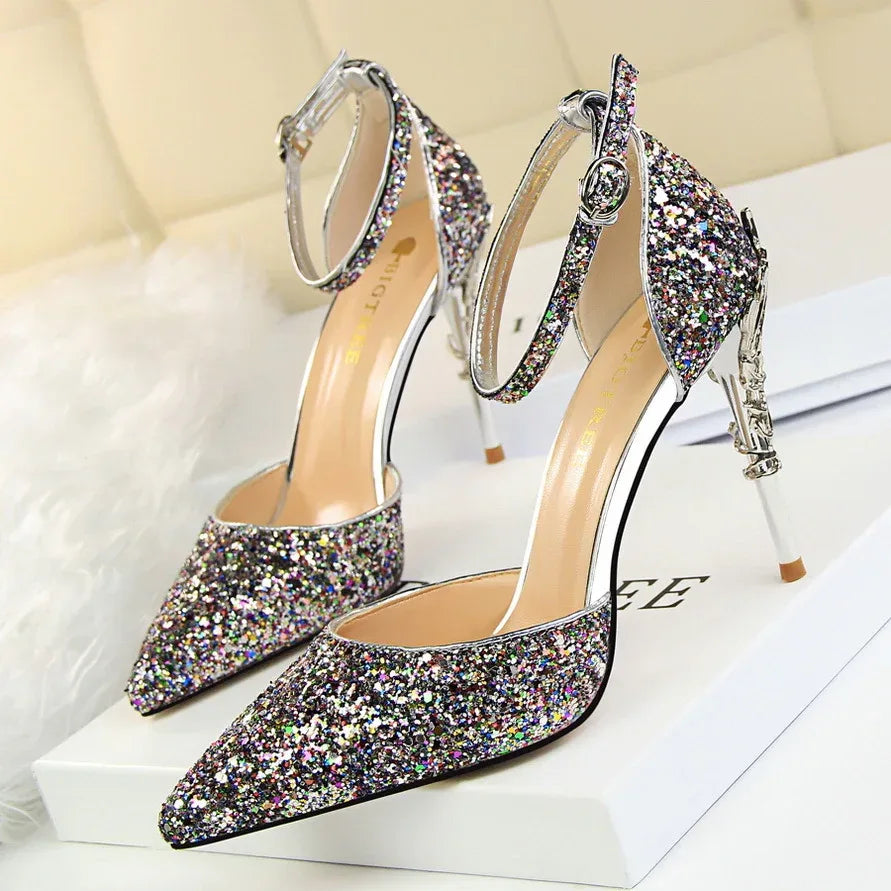 High metallic and sequined heels - DanaFashionstore