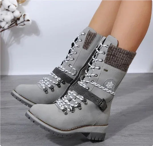 Plus Size Boots Women's Outer Wear Cloth Square Heel Side Zipper - DanaFashionstore