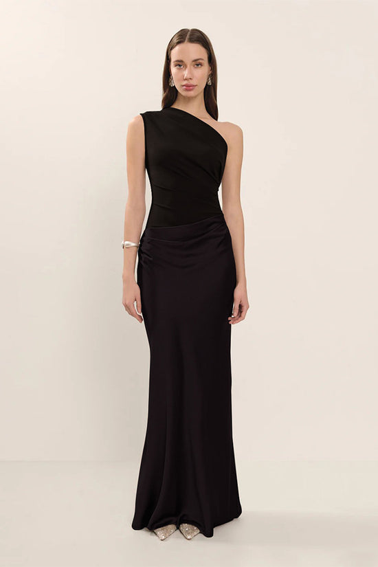 Satin Elegant Slim-fit One-shoulder Dress Sheath