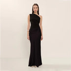 Satin One-Shoulder Dress 2026 - Elegant Slim-Fit Sheath Dress - DanaFashionstore