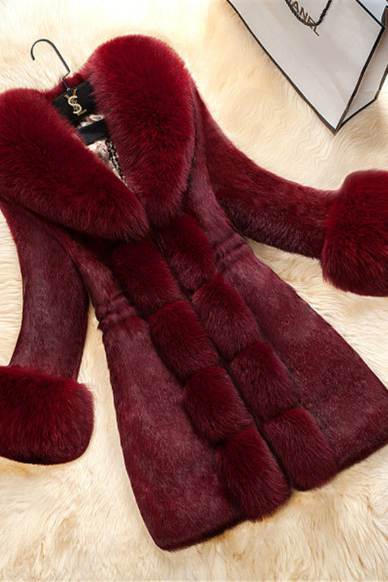 High-end Female Rabbit Fur Coat In The Long Section Of The Oversized Fox Fur Collar Coat New Fur Dana Fashion