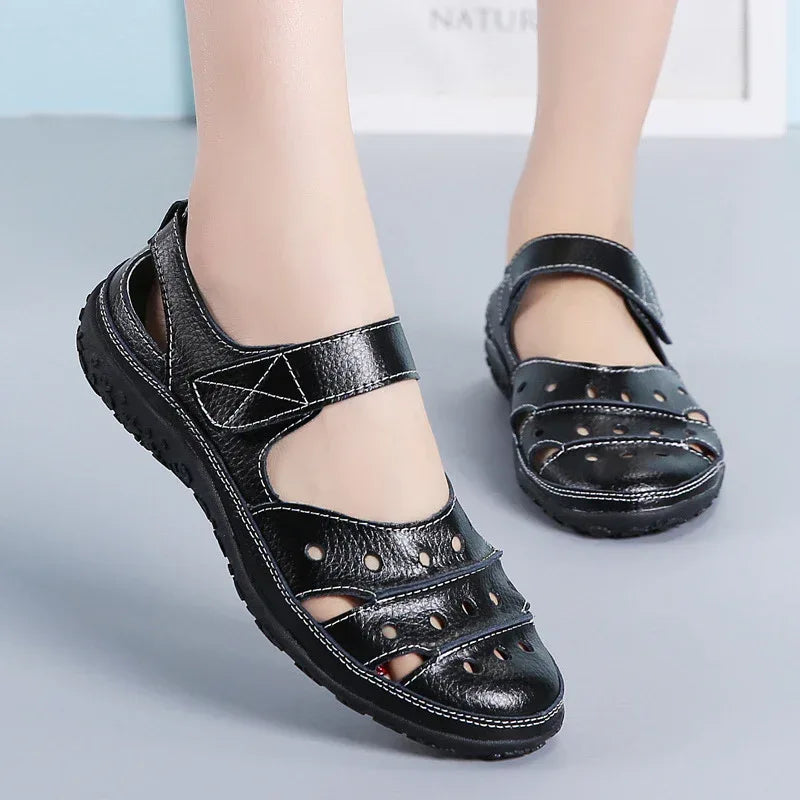 Hollow hole shoes leather mom shoes - DanaFashionstore