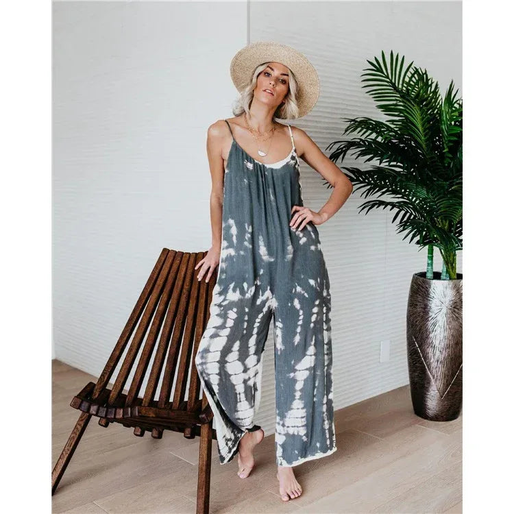Tie-Dye Loose Pants Jumpsuit 2026 - Casual Colorful Jumpsuit - DanaFashionstore