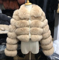 Women's Fur Coat Fox Fur Stitching Short Lapel Long Sleeve Coat - DanaFashionstore
