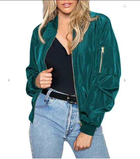 Women's Baseball Bomber Jacket 2025 - Vintage Zipper Casual Outerwear - DanaFashionstore