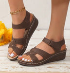 Retro Casual Flower Line Shaped Women's Slope Heel Sandals - DanaFashionstore