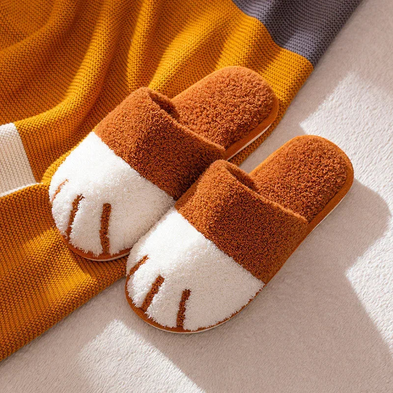 Cat Paw Cartoon Cute Couple Warm Indoor Plush Slippers - DanaFashionstore