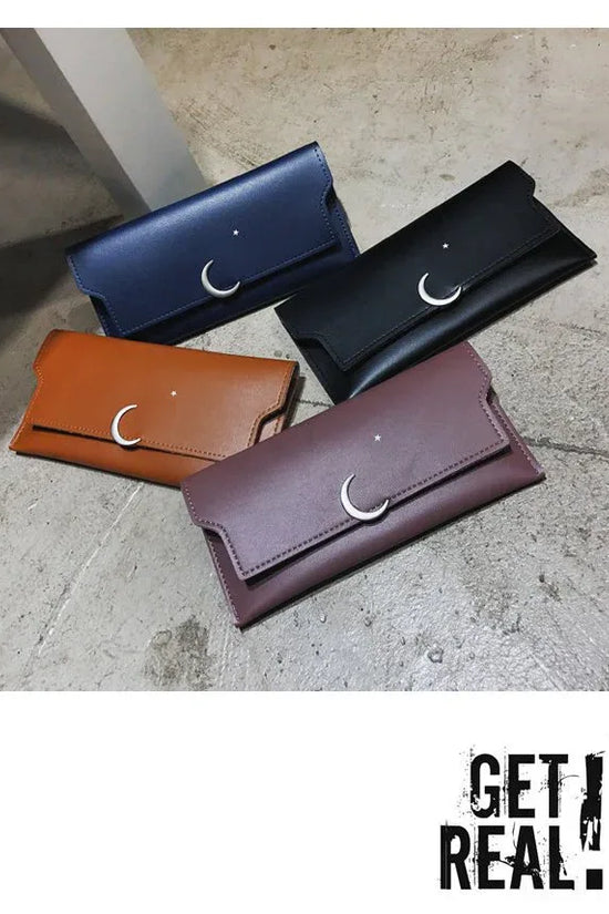 Star Moon Rivet Zipper Soft Leather Coin Wallet - DanaFashionstore