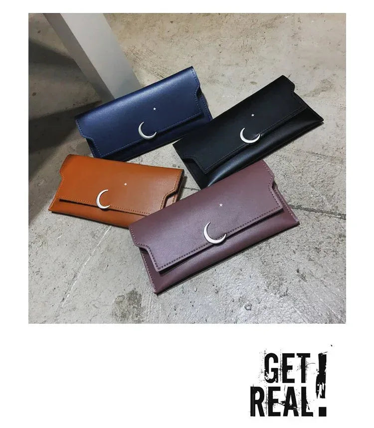 Star Moon Rivet Zipper Soft Leather Coin Wallet - DanaFashionstore