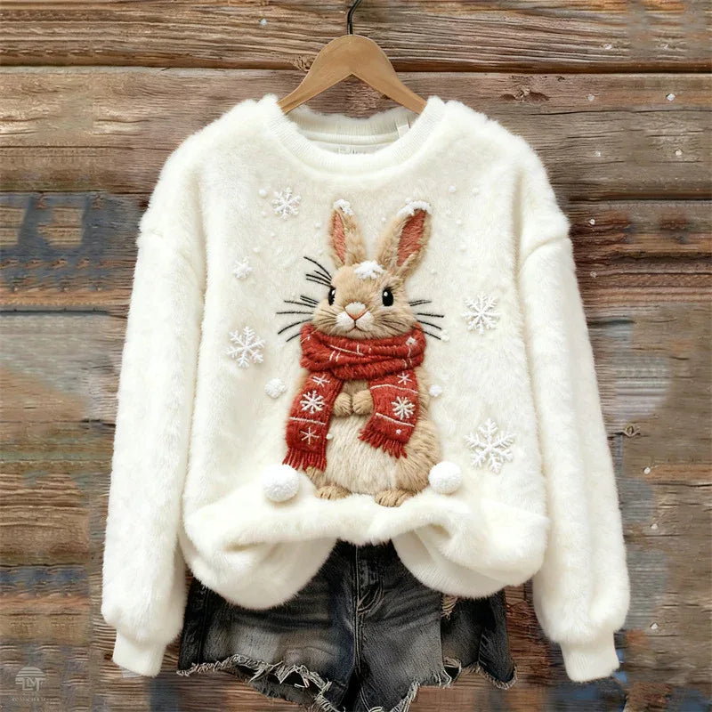 Womens Printed Christmas Flannel Hoodie Top - DanaFashionstore