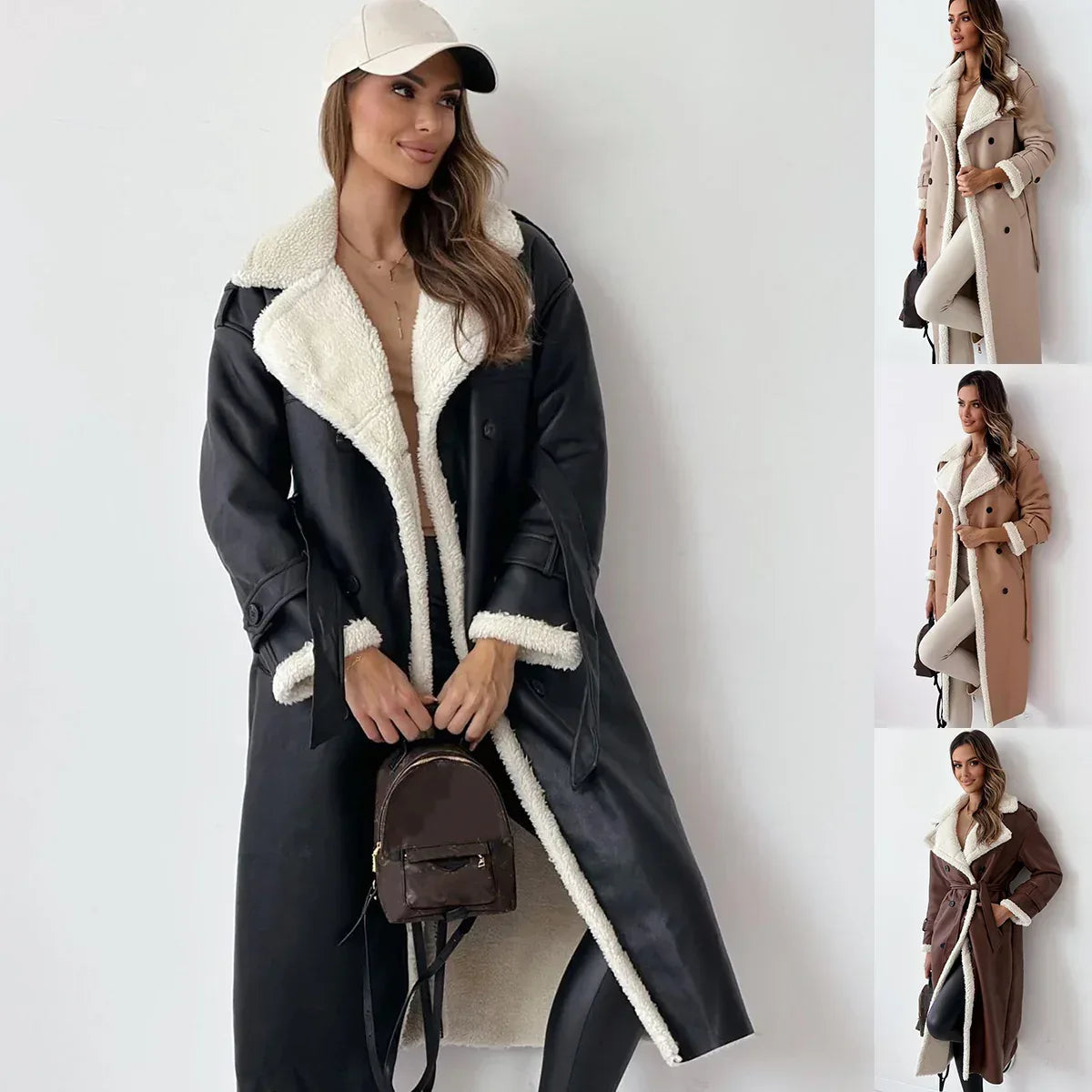 Winter Jacket With Belt Fashion Double Breasted Lapel Windbreaker Women's Long Trench Coat Mid-length Overcoat Clothing - DanaFashionstore