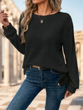 Women Plain Collar Rib Knit Casual Basic T-Shirt Blouse - DanaFashionstore