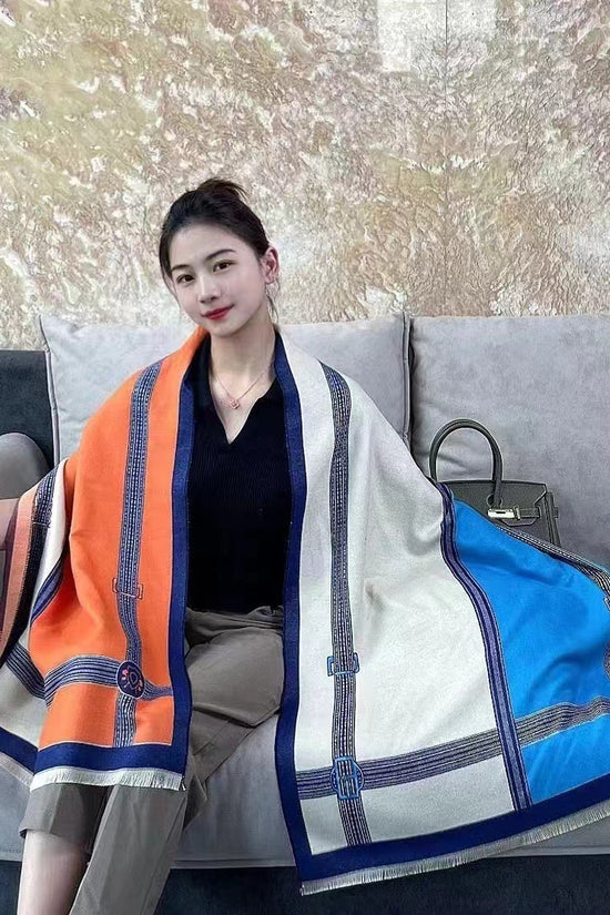 Korean Style Contrast Color Artificial Cashmere Scarf Women's New Winter