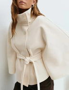 Winter High Neck Batwing Sleeve Coat With Belt Fashion Loose Elegant Button Top Trench Coat For Women Clothing - DanaFashionstore