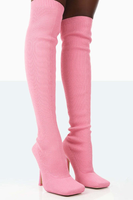 Europe And The United States Foreign Trade Large Size High With Fine Heel Stretch Boots Female