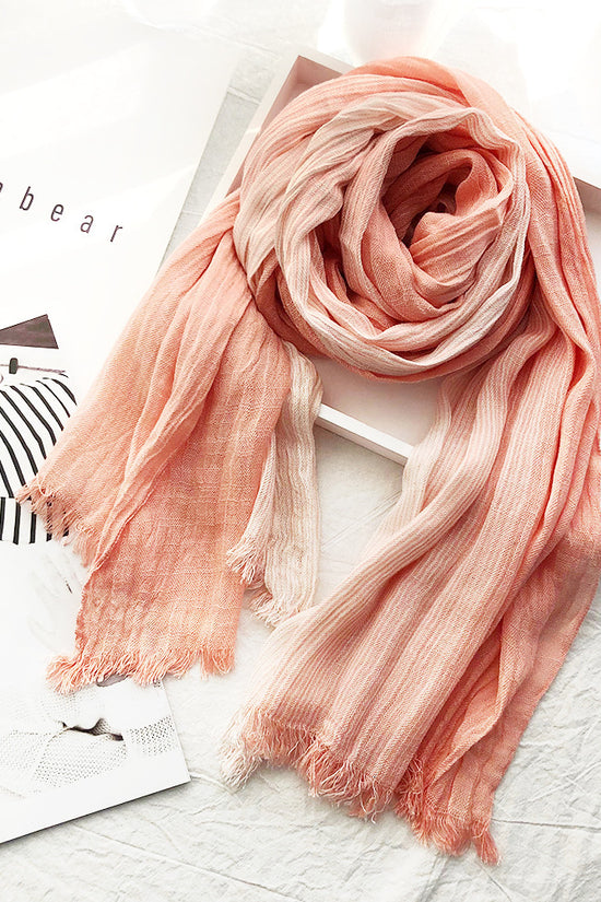 Women's Striped Cotton And Linen Scarf Shawl