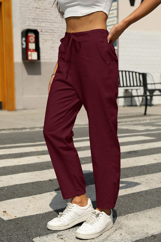 New Casual Linen Drawstring Pants For Women - Comfortable & Stylish - Dana Fashion