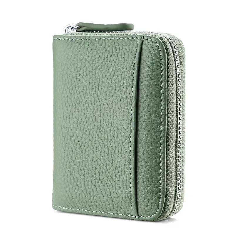 2024 RFID Genuine Leather Card Wallet Men Women Purse With Coin Pocket Zipper Credit Card Holder Small Wallets Bags - DanaFashionstore