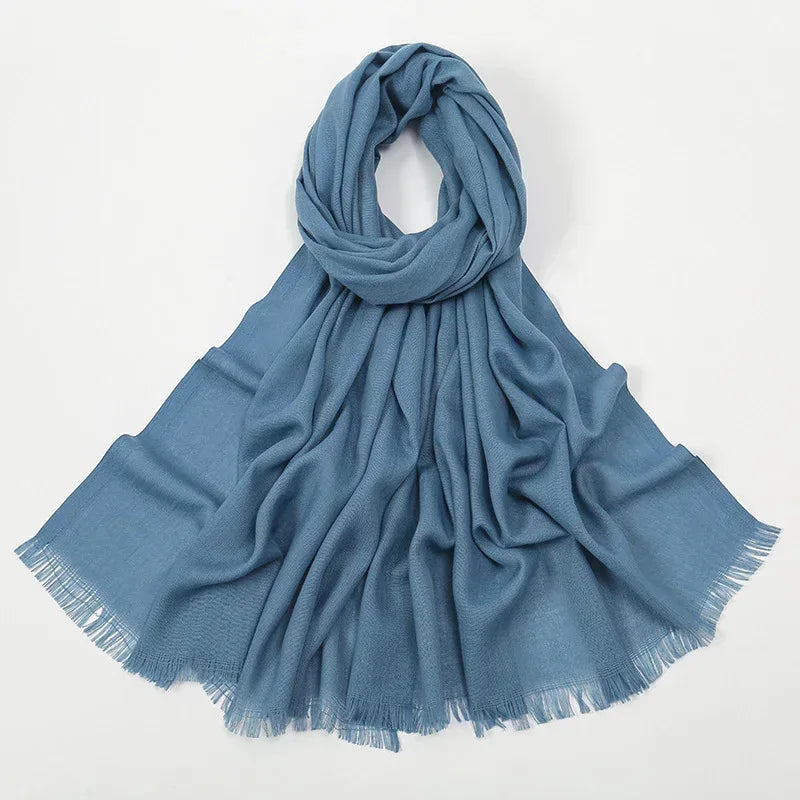 Flat Slub Cotton Solid Color Scarf Breathable Monochrome - DanaFashionstore
