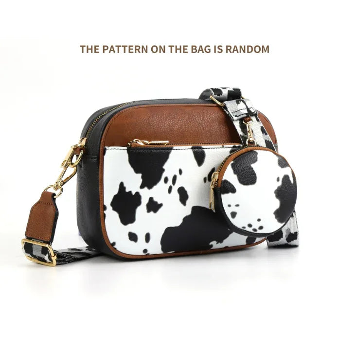 Cow Color Matching Multifunctional Zipper Crossbody Bag - DanaFashionstore