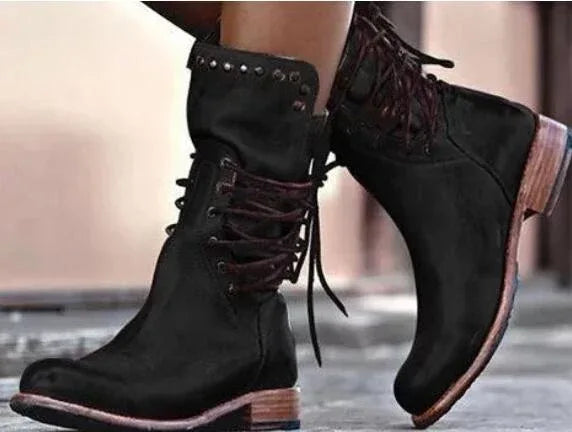 Studded low heel rider boots - DanaFashionstore