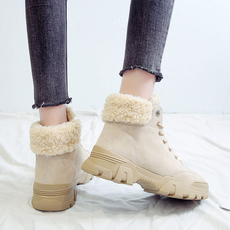 Plush thick cotton shoes