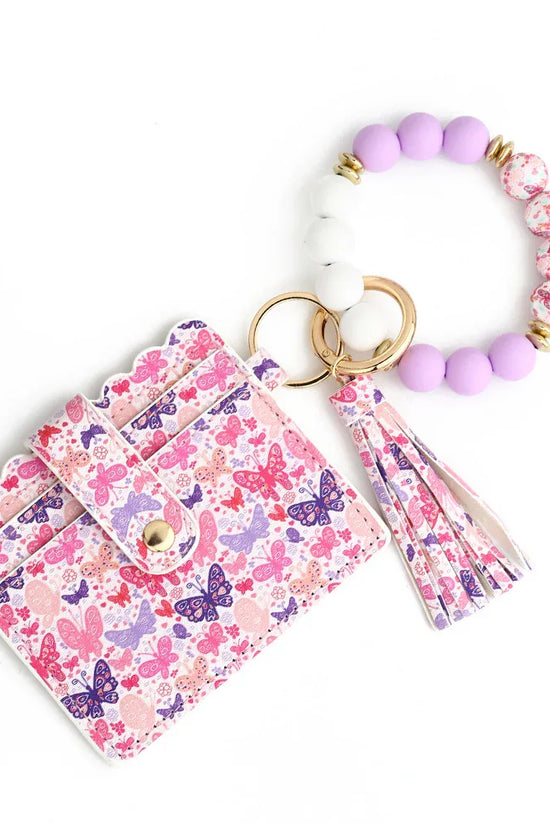 Love Polyurethane Card Holder Silica Gel Key Chain European And American Printed Silicone Beads Bracelet Women's Wallet - DanaFashionstore