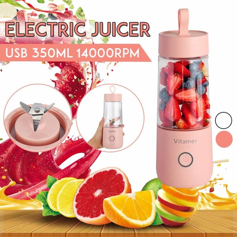 350ml Portable Blender Juicer Electric USB Rechargeable Mixer Smoothie Slushy Cup Juice Blender Bottle USB Charging Kitchen Gadgets $54.65 Dana Fashion Color: Pink Dana's Kitchen Overview: 1. Multi-function. With two functions of bottle and juicer. One pr