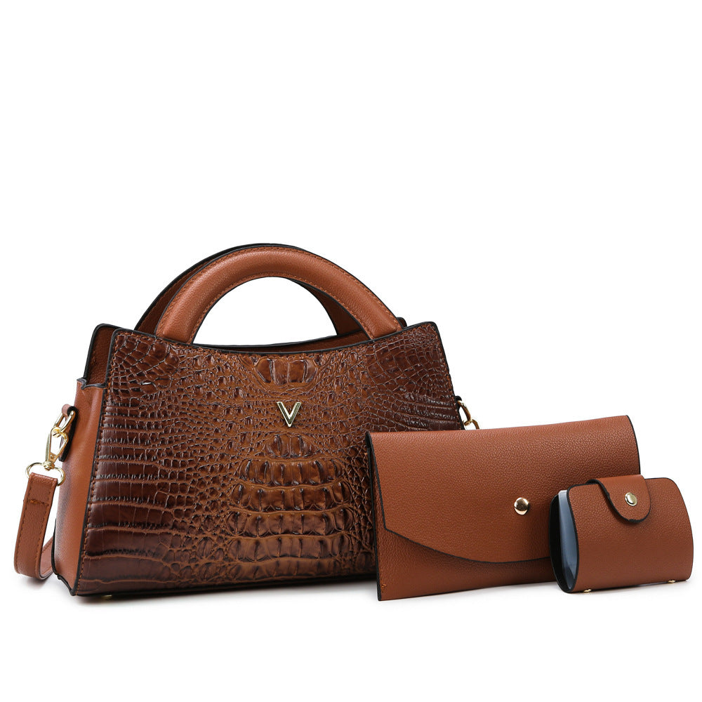 Women's Crossbody Leather Crocodile Pattern Shoulder Handbag - Dana Fashion