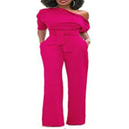 Off-Shoulder Buttoned Wide-Leg Pants 2026 - Casual Jumpsuit - DanaFashionstore