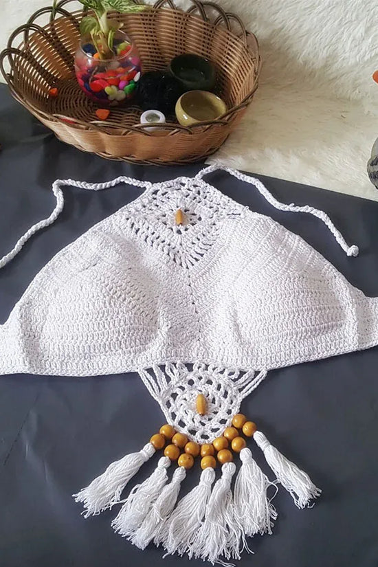 Europe and the United States new woman swimsuit set, beach sunshine bath, foreign trade Crochet Crochet tassel bikini - DanaFashionstore