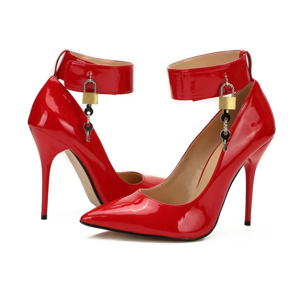Ladies Lock Stiletto 12cm Pointed High Heels - DanaFashionstore